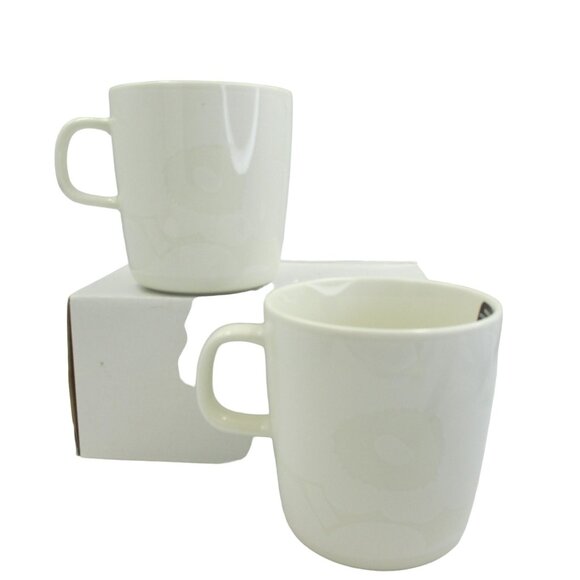 MARIMEKKO Oiva Unikko Large Mug 14oz, White Poppy SET OF 2 NWT Luxury - Picture 3 of 8